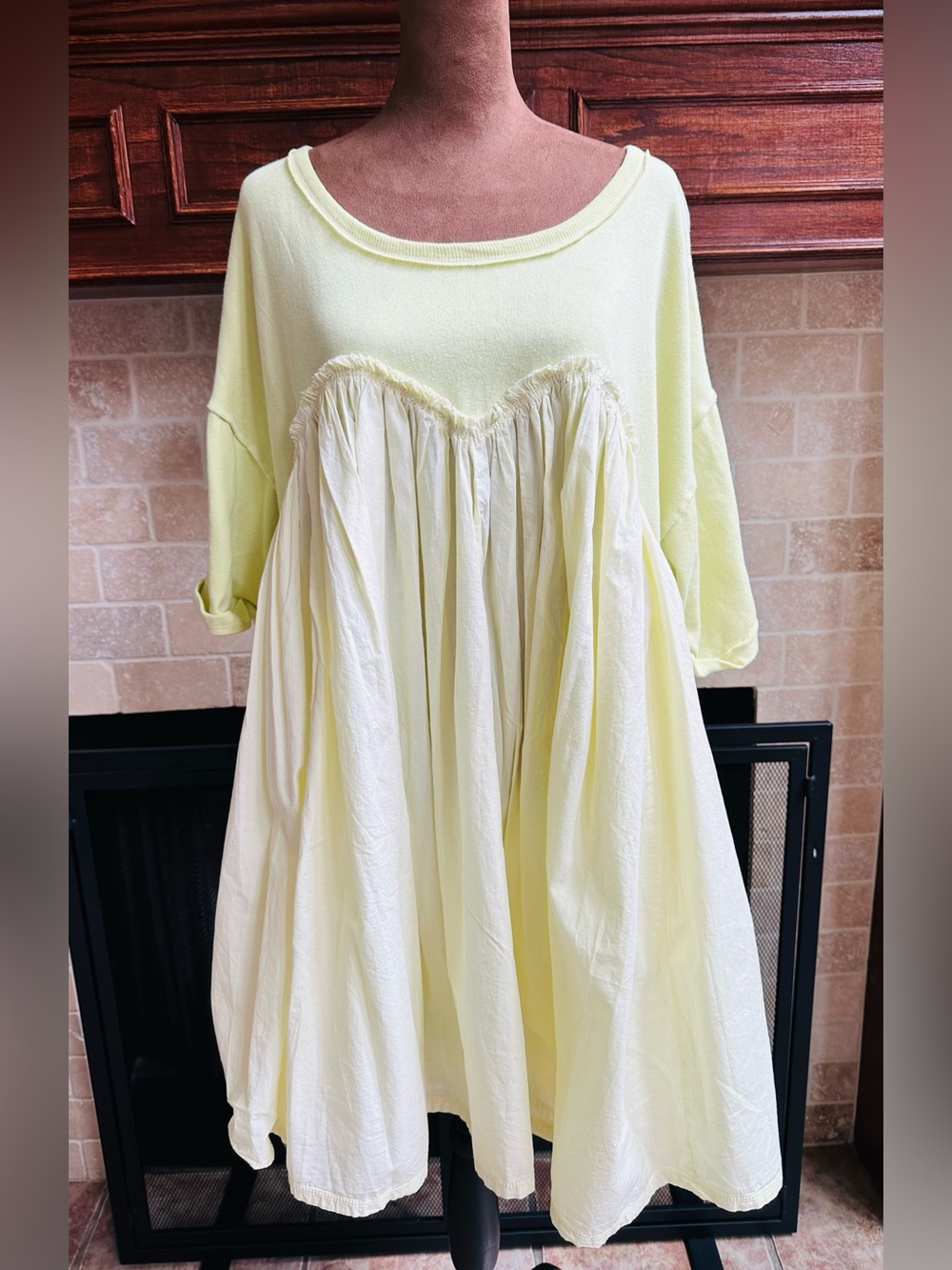 Light Green Two-Tone Pleated Babydoll Dress by FREE PEOPLE!